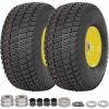 image2 Pack WEIZE 15x6006 Tire and Wheel Assembly Replacement Riding Lawn Mower Front Tires Compatible with Craftsman Riding Lawn Mowers 3quot centered Hub 34quot BushingYellow