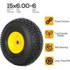 image2 Pack WEIZE 15x6006 Tire and Wheel Assembly Replacement Riding Lawn Mower Front Tires Compatible with Craftsman Riding Lawn Mowers 3quot centered Hub 34quot BushingYellow