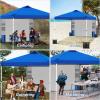 imageWEIZE 10x10 Pop Up Canopy TentOneButton Push SetupPop Up Tent with 1 Sidewall and 6 PocketsAdjustable Height Instant Portable Shelter4 Weight BagsSun Shade for Events ampamp Beach Blue