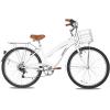 imageWEIZE Beach Cruiser Bike 26 inch Commuter Bicycle for Adult Men and Women 7SpeedHighCarbon SteelFront ampamp Rear Fenders Comfortable City Bikes with Rear Rack or Basket Ergonomic Upright DesignWhite