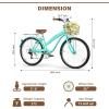 imageWEIZE Beach Cruiser Bike 26 inch Commuter Bicycle for Adult Men and Women 7SpeedHighCarbon SteelFront ampamp Rear Fenders Comfortable City Bikes with Rear Rack or Basket Ergonomic Upright DesignTeal