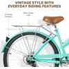 imageWEIZE Beach Cruiser Bike 26 inch Commuter Bicycle for Adult Men and Women 7SpeedHighCarbon SteelFront ampamp Rear Fenders Comfortable City Bikes with Rear Rack or Basket Ergonomic Upright DesignTeal
