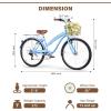imageWEIZE Beach Cruiser Bike 26 inch Commuter Bicycle for Adult Men and Women 7SpeedHighCarbon SteelFront ampamp Rear Fenders Comfortable City Bikes with Rear Rack or Basket Ergonomic Upright DesignBlue