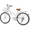 imageWEIZE Beach Cruiser Bike 26 inch Commuter Bicycle for Adult Men and Women 7SpeedHighCarbon SteelFront ampamp Rear Fenders Comfortable City Bikes with Rear Rack or Basket Ergonomic Upright DesignWhite