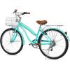 imageWEIZE Beach Cruiser Bike 26 inch Commuter Bicycle for Adult Men and Women 7SpeedHighCarbon SteelFront ampamp Rear Fenders Comfortable City Bikes with Rear Rack or Basket Ergonomic Upright DesignTeal