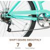 imageWEIZE Beach Cruiser Bike 26 inch Commuter Bicycle for Adult Men and Women 7SpeedHighCarbon SteelFront ampamp Rear Fenders Comfortable City Bikes with Rear Rack or Basket Ergonomic Upright DesignTeal