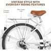 imageWEIZE Beach Cruiser Bike 26 inch Commuter Bicycle for Adult Men and Women 7SpeedHighCarbon SteelFront ampamp Rear Fenders Comfortable City Bikes with Rear Rack or Basket Ergonomic Upright DesignWhite