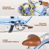 imageWEIZE Beach Cruiser Bike 26 inch Commuter Bicycle for Adult Men and Women 7SpeedHighCarbon SteelFront ampamp Rear Fenders Comfortable City Bikes with Rear Rack or Basket Ergonomic Upright DesignBlue