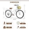 imageWEIZE Beach Cruiser Bike 26 inch Commuter Bicycle for Adult Men and Women 7SpeedHighCarbon SteelFront ampamp Rear Fenders Comfortable City Bikes with Rear Rack or Basket Ergonomic Upright DesignWhite
