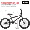 imageWEIZE Freestyle BMX Bike 20 inch Trick Bicycle for Kids and Adults Men Women HiTen Steel Frame 360 Degree Rotor Freestyle 4 Pegs Single Speed Teen Bike BeginnerLevel to Advanced RidersBlack