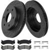 imageWEIZE Front Truck ampamp Tow Brake Kit Carbon Fiber Ceramic Brake Pads ampamp DrilledSlotted Brake Rotors Replacement For Ford F150 F150 20102020 Expedition Lincoln NavigatorChevy Silverado 1500 9906 Black Front