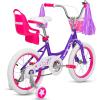 imageWEIZE Girls Bike for 312 Years Old Kids 14 16 20 Inch Kids Bike with Training Wheels Streamers Basket and Doll Seat Children Bicycles with Coaster Brake Multiple ColorsPurple