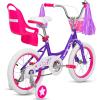 imageWEIZE Girls Bike for 312 Years Old Kids 14 16 20 Inch Kids Bike with Training Wheels Streamers Basket and Doll Seat Children Bicycles with Coaster Brake Multiple ColorsPurple
