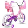 imageWEIZE Girls Bike for 312 Years Old Kids 14 16 20 Inch Kids Bike with Training Wheels Streamers Basket and Doll Seat Children Bicycles with Coaster Brake Multiple ColorsPink