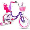 imageWEIZE Girls Bike for 312 Years Old Kids 14 16 20 Inch Kids Bike with Training Wheels Streamers Basket and Doll Seat Children Bicycles with Coaster Brake Multiple ColorsPurple