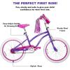 imageWEIZE Girls Bike for 312 Years Old Kids 14 16 20 Inch Kids Bike with Training Wheels Streamers Basket and Doll Seat Children Bicycles with Coaster Brake Multiple ColorsPurple