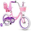 imageWEIZE Girls Bike for 312 Years Old Kids 14 16 20 Inch Kids Bike with Training Wheels Streamers Basket and Doll Seat Children Bicycles with Coaster Brake Multiple ColorsPink