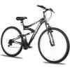 imageWEIZE Mountain Bike 26275 inch Outdoor Cycling Bike18SpeedHighCarbon SteelDual Full Suspension Adjustable Ergonomic Seat for Men Women Adult MTB Bicycle with Suspension ForkSleek ColorsMatte Black