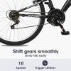 imageWEIZE Mountain Bike 26275 inch Outdoor Cycling Bike18SpeedHighCarbon SteelDual Full Suspension Adjustable Ergonomic Seat for Men Women Adult MTB Bicycle with Suspension ForkSleek ColorsMatte Black