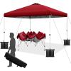 imageWEIZE 10x10 pop up Canopy Tent OneButton Push Setup Adjustable Height pop up Gazebo Instant Portable Shelter 4 Weight Bags Sun Shade for Events ampamp Camping Silver Coated TopRed