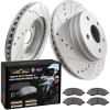 imageWEIZE Front Truck ampamp Tow Brake Rotors Kit CARBON FIBER Ceramic Brake Pads ampamp DrilledSlotted Brake Discs Fit for Dodge Ram 1500 20062018 Durango Chrysler Aspen 0709
