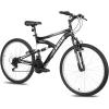 imageWEIZE Mountain Bike 26275 inch Outdoor Cycling Bike18SpeedHighCarbon SteelDual Full Suspension Adjustable Ergonomic Seat for Men Women Adult MTB Bicycle with Suspension ForkSleek ColorsMatte Black