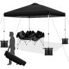 imageWEIZE Pop up Canopy Tent 10x10ft 1Button Push Setup Instant Portable Shelter Adjustable Height Portable Roller Bag 4 Weight Bags Guy Ropes ampamp Stakes Included BlueBlack