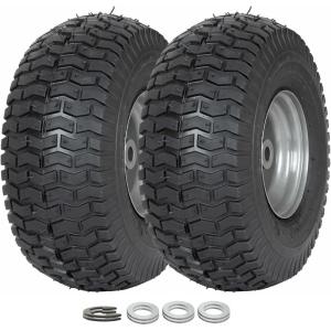 image2 Pack WEIZE 15x6006 Tire and Wheel Assembly Replacement Riding Lawn Mower Front Tires Compatible with Craftsman Riding Lawn Mowers 3quot centered Hub 34quot BushingGray