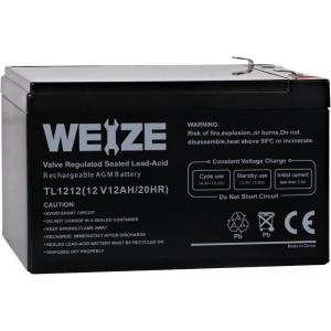 imageWEIZE 12 Volt 12 Ah Rechargeable Battery with F2 Terminals Sealed Lead Acid SLA AGM Deep Cycle Battery Replaces BP1212GP12120GS12V12AH6DW12