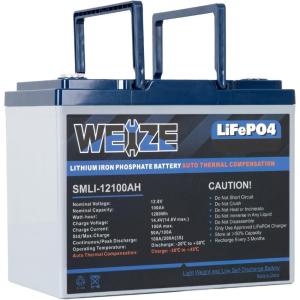 imageWEIZE 12V 100Ah BCI Group 24 LiFePO4 Lithium Battery with SelfHeating Function Builtin 100A BMS Up to 8000 Deep Cycles Perfect for RV Solar Marine Camping and Off Grid