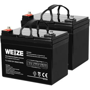 imageWEIZE 12V 35AH Deep Cycle Battery for Scooter Pride Mobility Jazzy Select Electric Wheelchair Set of 235Ah