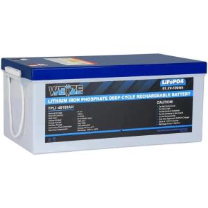 imageWEIZE 48V 100Ah LiFePO4 Lithium Battery Builtin 100A BMS Up to 8000 Cycles Rechargeable Battery Perfect for RV Solar System Marine and Off Grid Applications