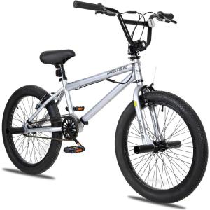 imageWEIZE Freestyle BMX Bike 20 inch Trick Bicycle for Kids and Adults Men Women HiTen Steel Frame 360 Degree Rotor Freestyle 4 Pegs Single Speed Teen Bike BeginnerLevel to Advanced RidersSliver