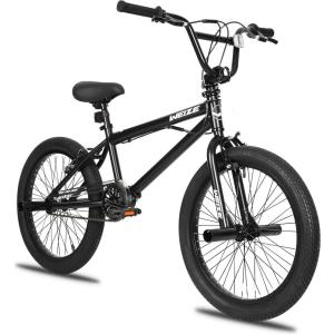 imageWEIZE Freestyle BMX Bike 20 inch Trick Bicycle for Kids and Adults Men Women HiTen Steel Frame 360 Degree Rotor Freestyle 4 Pegs Single Speed Teen Bike BeginnerLevel to Advanced RidersBlack