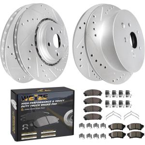 imageWEIZE Front Truck ampamp Tow Brake Kit Carbon Fiber Ceramic Brake Pads ampamp DrilledSlotted Brake Rotors Replacement For Ford F150 F150 20102020 Expedition Lincoln NavigatorSienna Hilghlander 1117 FrontRear