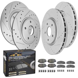 imageWEIZE Front Truck ampamp Tow Brake Kit Carbon Fiber Ceramic Brake Pads ampamp DrilledSlotted Brake Rotors Replacement For Ford F150 F150 20102020 Expedition Lincoln NavigatorDodge Grand Caravan 1220 FrontRear