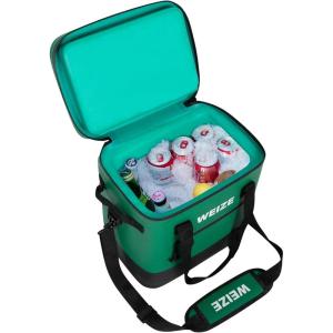 imageWEIZE Premium Deep Freeze Welded SoftSided Cooler 48H Ice Retention 24 Can Camping ampamp Beach Cooler HeavyDuty Waterproof TPU Exterior ampamp Seams CrushProof Insulation LeakProof Zipper GreenGreen