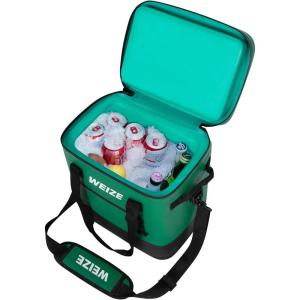 imageWEIZE Premium Deep Freeze Welded SoftSided Cooler 48H Ice Retention 24 Can Portable Beach ampamp Camping Cooler Waterproof TPU Exterior ampamp Seams CrushProof Insulation LeakProof Zipper Dark GreenDark Green
