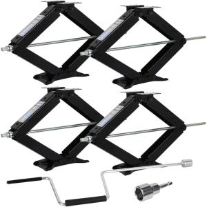 imageWEIZE RV Trailer Camper Stabilizer Leveling Scissor Jacks with Handle 24quot 9000lbs Set of 49000 lbs4P