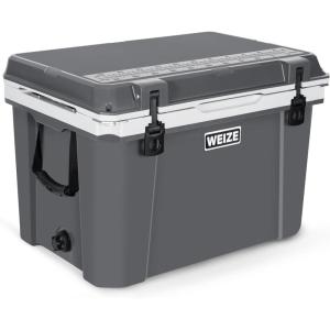 imageWEIZE UltraLight Hard Cooler 55Quart Insulated Ice Chest with Bottle Opener Keeps Cold up to 7 Days for Camping Fishing Beach 30 Lighter Than Standard Coolers
