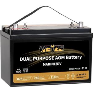 imageWeize BCI Group 31M Dual Purpose AGM Battery 240RC 825CCA 12V 110AH Starter ampamp Deep Cycle Sealed Marine ampamp RV BatteryGroup 31M Battery