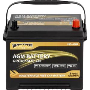 imageWeize Platinum AGM Battery BCI Group 24F Automotive Battery 120RC 710CCA 36 Months Warranty Dimensions 1075quot L x 681quot W x 898quot HGroup Size 24F