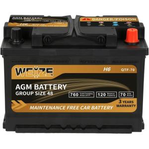 imageWeize Platinum AGM Battery BCI Group 24F Automotive Battery 120RC 710CCA 36 Months Warranty Dimensions 1075quot L x 681quot W x 898quot HGroup Size 48