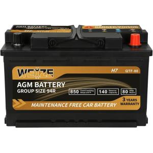 imageWeize Platinum AGM Battery BCI Group 24F Automotive Battery 120RC 710CCA 36 Months Warranty Dimensions 1075quot L x 681quot W x 898quot HGroup Size 94R