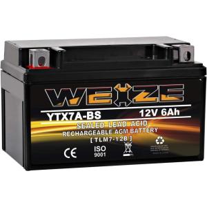 imageWeize YTZ7SBS Sealed Maintenance Free AGM Battery Replacement YTZ7S Compatible with Honda TRX450ER TRX450R ATV Motorcycle BattieresYTX7A