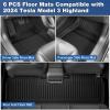 imageWeize Floor Mats Fit for Tesla Model 3 Highland 2025 2024 TPE All Weather Cargo Liner Floor Mats and Cargo Trunk Mats Accessories Front Rear Cargo Mat Full Set