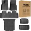 imageWeize Floor Mats ampamp Cargo Liners Fits Tesla Model Y 5Seat 2021 2022 2023 2024 All Weather TPE Floor Mats and Cargo Trunk Mats Accessories Set of 6 Mats Not Fit 7Seat
