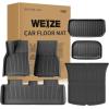 imageWeize Floor Mats ampamp Cargo Liners Fits Tesla Model Y 5Seat 2021 2022 2023 2024 All Weather TPE Floor Mats and Cargo Trunk Mats Accessories Set of 6 Mats Not Fit 7Seat