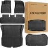 imageWeize Floor Mats Fit for Tesla Model 3 Highland 2025 2024 TPE All Weather Cargo Liner Floor Mats and Cargo Trunk Mats Accessories Front Rear Cargo Mat Full Set