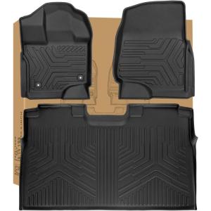 imageWeize Floor Mats Cargo Liner for Ford F150 SuperCrew Cab 20152024 202520222025 F150 Lightning Front ampamp 2nd Row All Weather TPE Truck Liners Not Fit Rear Seat with UnderSeat Fold Flat Storage